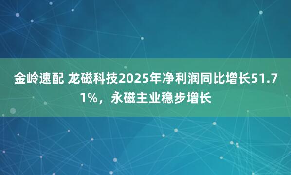 金岭速配 龙磁科技2025年净利润同比增长51.71%，永磁主业稳步增长